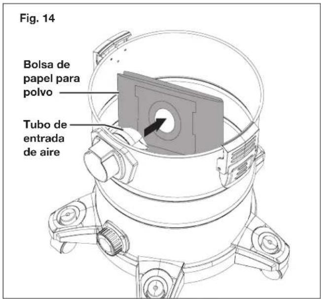 Fig. 14 Bolsa de papel para polvo Tubo de entrada de aire