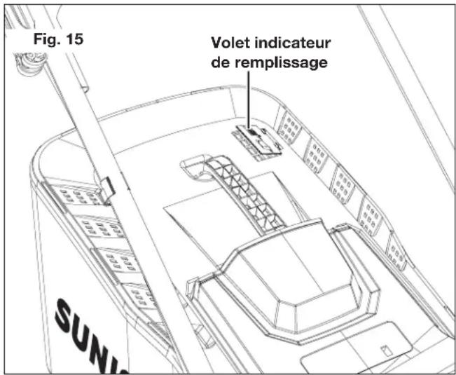 Sun Joe 24VX216LM - Indicateur de niveau de replissage du sac à herbe - 1