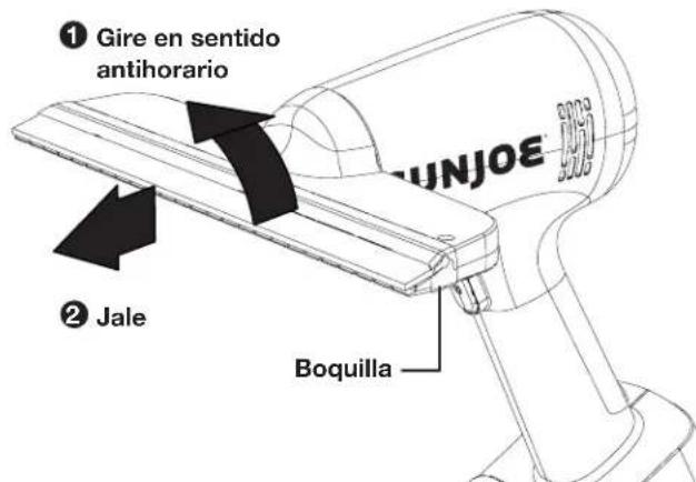 ① Gire en sentido antihorario ② Jale Boquilla
