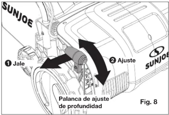 Sun Joe AJ798E - Ajuste de profundidad de corte - 1