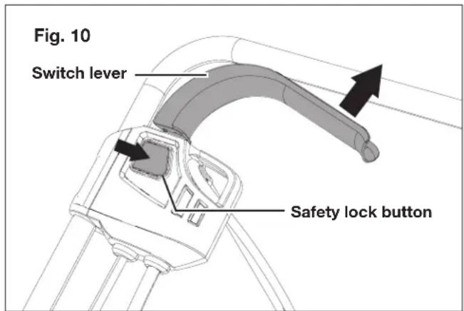Fig. 10 Switch lever Safety lock button