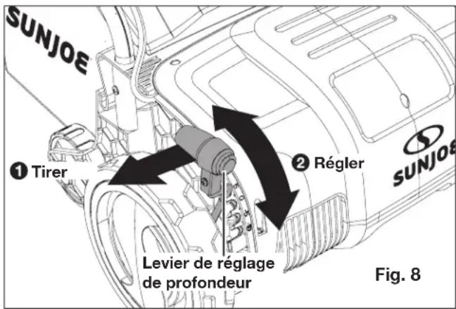 Sun Joe AJ798E - Réglage de la profondeur de coupe - 1