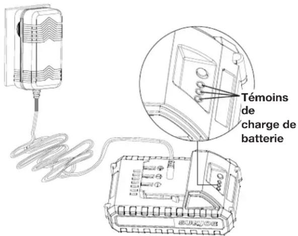 Sun Joe 24VSB10LTE - Comment charger la batterie - 2