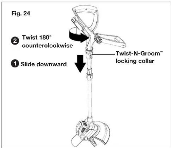 Fig. 24 ② Twist 180° counterclockwise ① Slide downward Twist-N-Groom™ locking collar