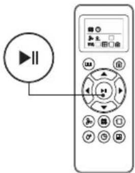 Diagram showing a media player with playback control buttons and a circular play button icon
