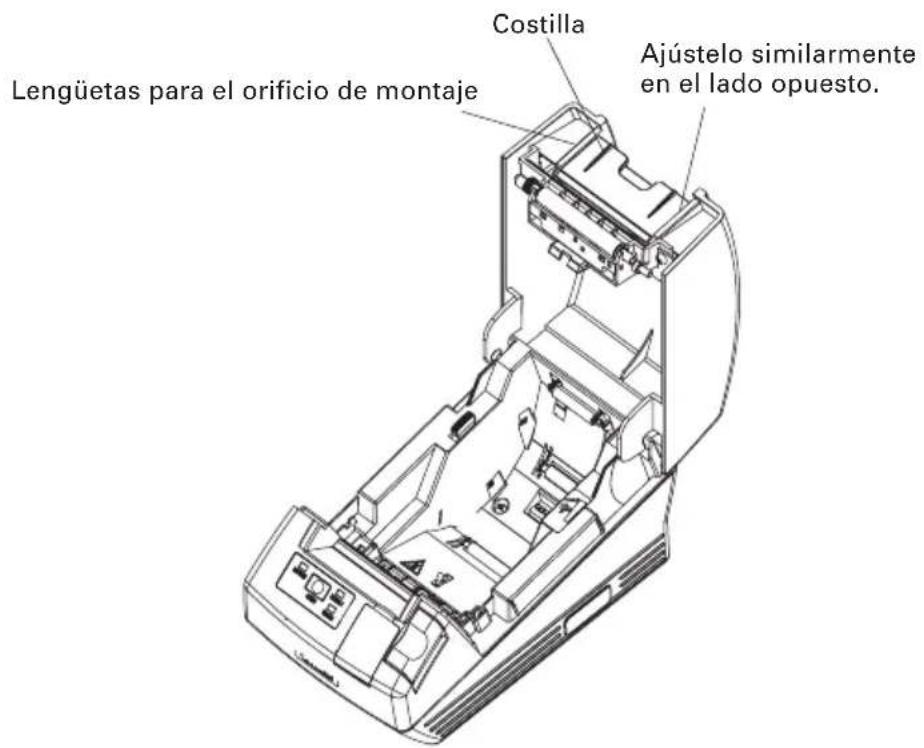 Costilla Lengüetas para el orificio de montaje Ajústelo similarmente en el lado opuesto.