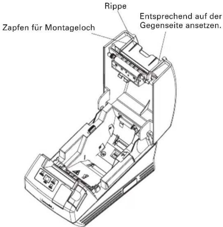 Zapfen für Montageloch Rippe Entsprechend auf der Gegenseite ansetzen.