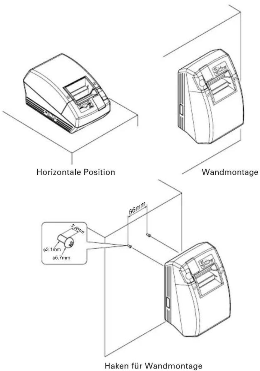 Horizontale Position Wandmontage 3.5mm φ3.1mm φ5.7mm 56mm Haken für Wandmontage