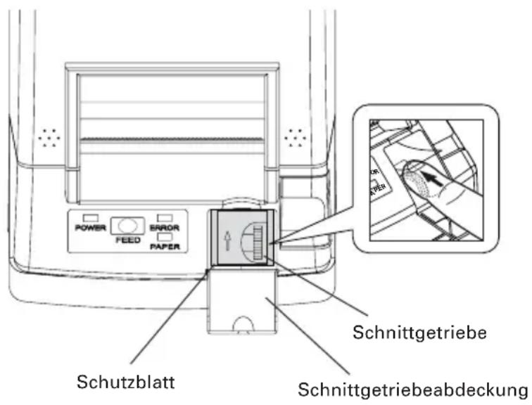 POWER FEED ERROR PAPER Schutzblatt Schnittgetriebe Schnittgetriebeabdeckung