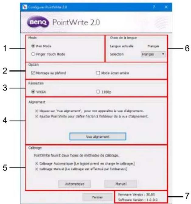 BENQ PointWrite PW30U - Réglage de la configuration - 1
