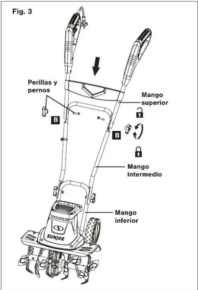 Sun Joe TJ604E - Conexión de los mangos - 3