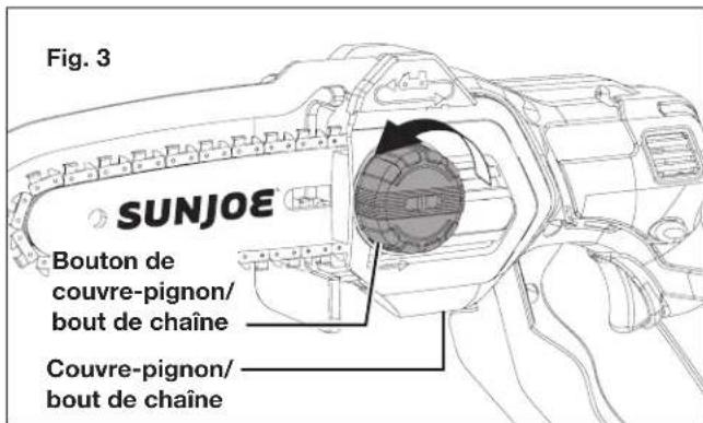 Sun Joe 24VHCSLTE - Réglage de la tension de chaine - 1