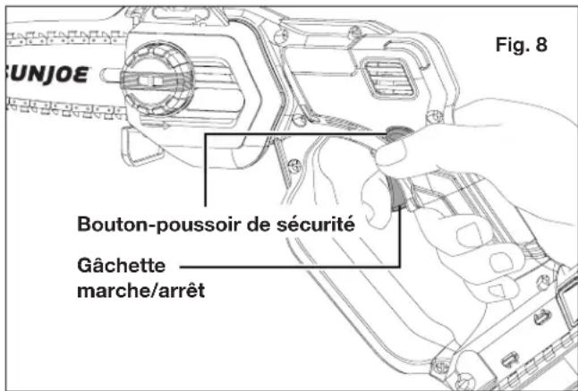 Sun Joe 24VHCSLTE - Démarrage et arrêt - 2