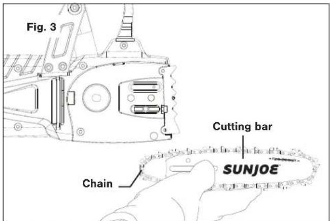 Sun Joe SWJ806E - Installing/Replacing the Guide Bar and Chain - 3