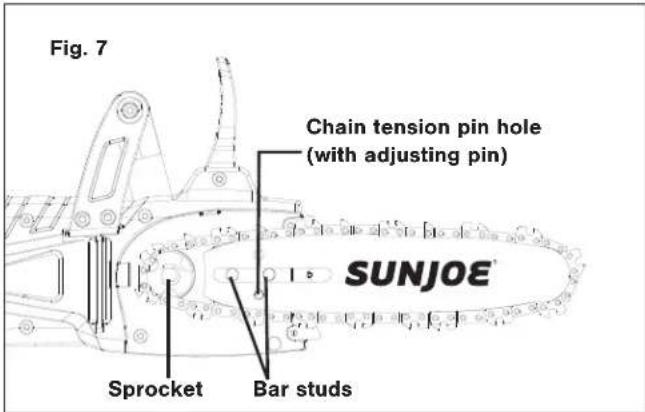 Sun Joe SWJ806E - Installing/Replacing the Guide Bar and Chain - 7