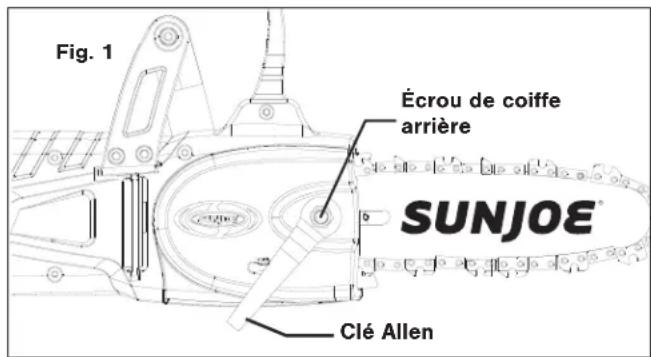 Sun Joe SWJ806E - Pose/remplacement du guide-chaîne et de la chaîne - 1