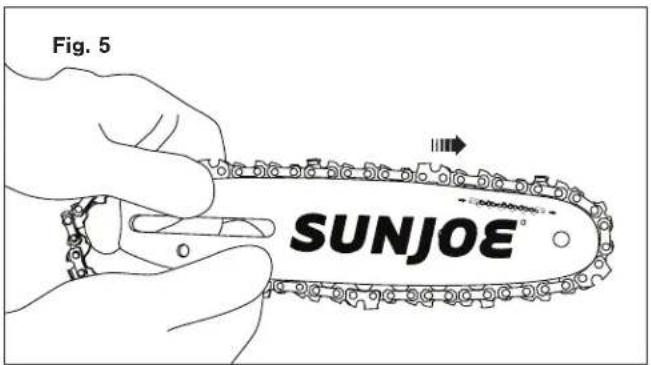 Sun Joe SWJ806E - Instalación y reemplazo de la barra-guía y cadena - 5