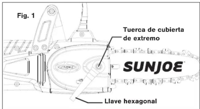 Sun Joe SWJ806E - Instalación y reemplazo de la barra-guía y cadena - 1