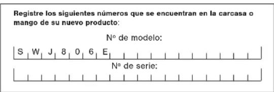 Sun Joe SWJ806E - Modelo y número de serie - 1