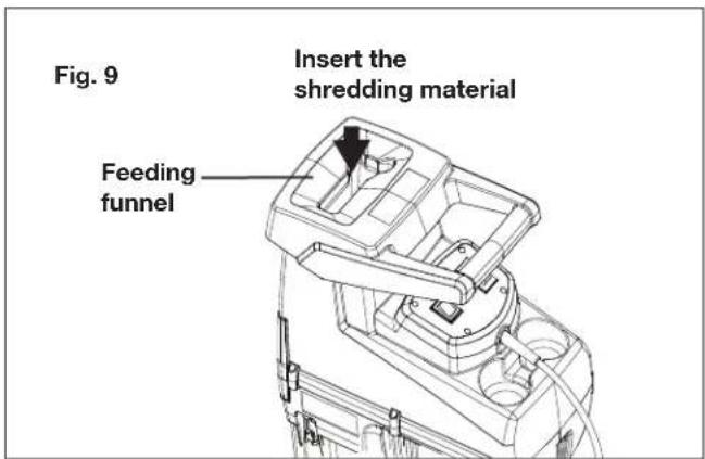 Fig. 9 Insert the shredding material Feeding funnel