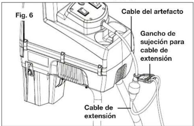 Fig. 6 Cable del artefacto Gancho de sujeción para cable de extension Cable de extension