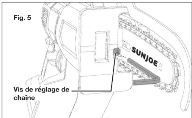 Sun Joe 24VHCSCT - Réglage de la tension de chaîne - 2