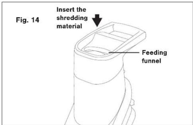 Insert the shredding material Feeding funnel Fig. 14