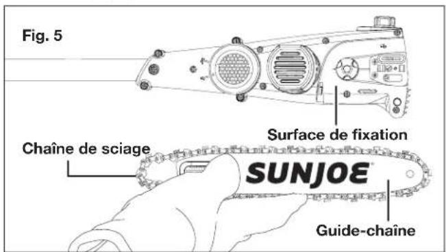 Sun Joe 24VPS10LTE - Pose et remplacement du guide-chaîne et de la chaîne de sciage - 3