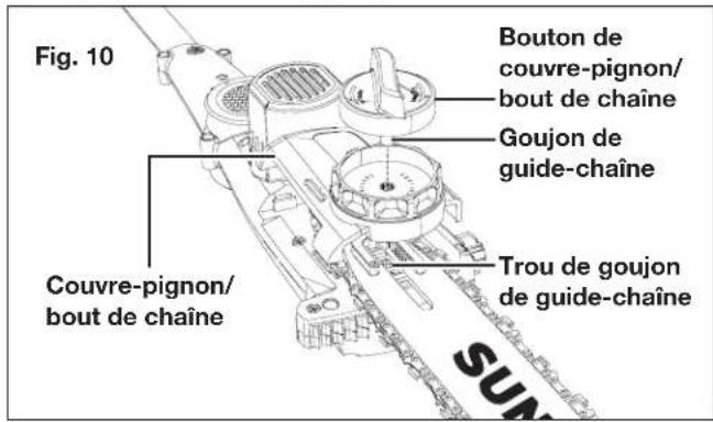 Sun Joe 24VPS10LTE - Pose et remplacement du guide-chaîne et de la chaîne de sciage - 8
