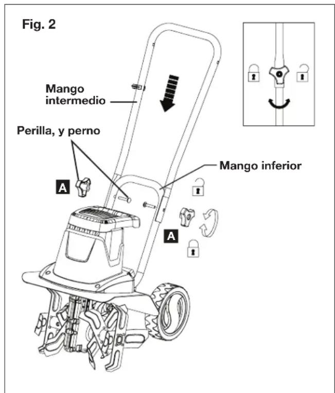 Sun Joe TJ602E - Conexión de los mangos - 2