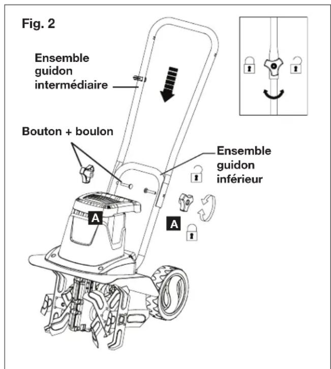 Sun Joe TJ602E - Assemblage du guidon - 2