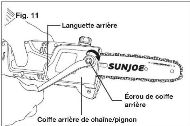 Sun Joe SWJ802ESJB - Pose/remplacement du guide-chaine et de la chaine - 11