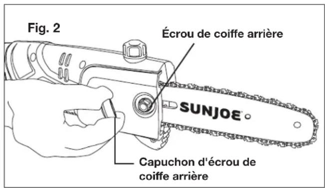 Sun Joe SWJ802ESJB - Pose/remplacement du guide-chaine et de la chaine - 2