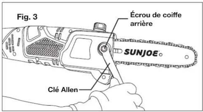 Sun Joe SWJ802ESJB - Pose/remplacement du guide-chaine et de la chaine - 3