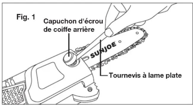 Sun Joe SWJ802ESJB - Pose/remplacement du guide-chaine et de la chaine - 1