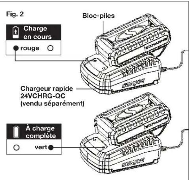 Sun Joe 24VX2TLR14CT - Comment charger les batteries - 2