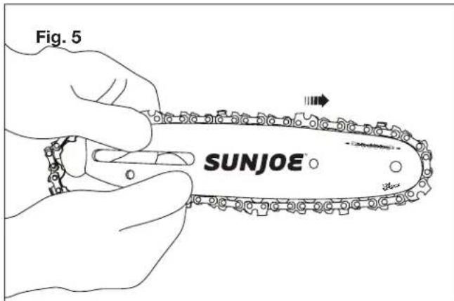 Sun Joe ION8PS2LT - Installing/Replacing the Guide Bar and Chain - 5