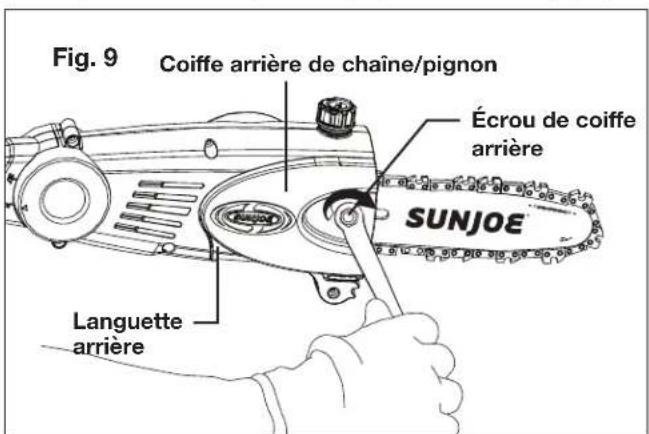 Sun Joe ION8PS2LT - Pose/remplacement du guide-chaine et de la chaine - 9