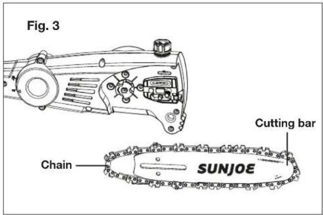 Sun Joe ION8PS2LT - Installing/Replacing the Guide Bar and Chain - 3