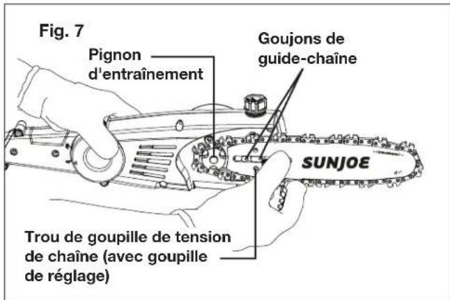 Sun Joe ION8PS2LT - Pose/remplacement du guide-chaine et de la chaine - 7