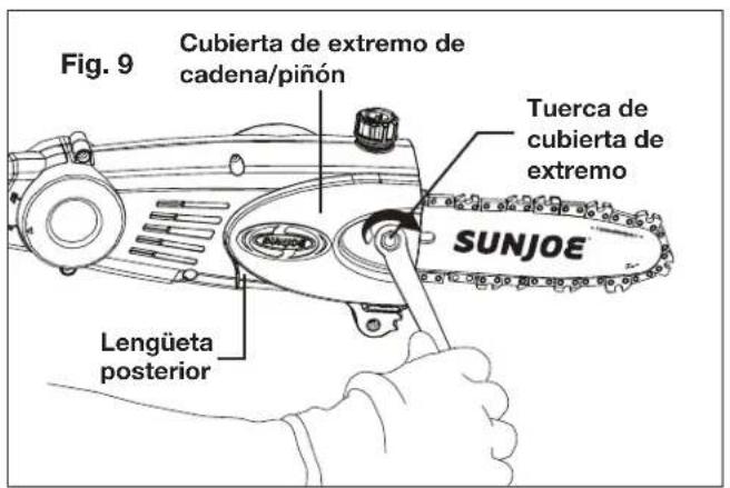 Sun Joe ION8PS2LT - Instalación y reemplazo de la barra-guía yadena - 9
