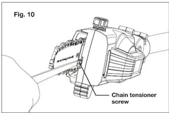 Sun Joe ION8PS2LT - Installing/Replacing the Guide Bar and Chain - 10