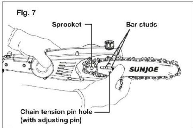 Sun Joe ION8PS2LT - Installing/Replacing the Guide Bar and Chain - 7