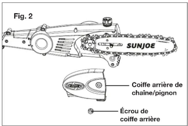Sun Joe ION8PS2LT - Pose/remplacement du guide-chaine et de la chaine - 2
