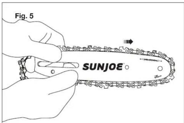 Sun Joe ION8PS2LT - Pose/remplacement du guide-chaine et de la chaine - 5