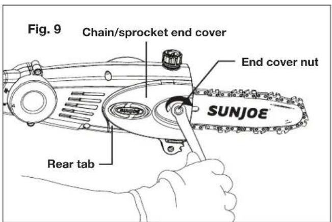 Sun Joe ION8PS2LT - Installing/Replacing the Guide Bar and Chain - 9