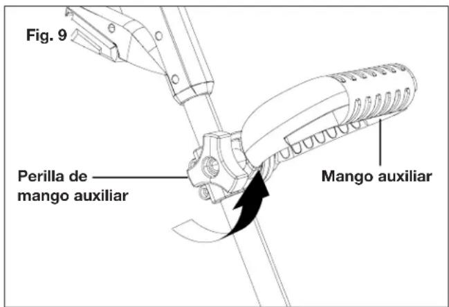 Sun Joe 24VGT10CT - Ajuste del mango auxiliar - 1