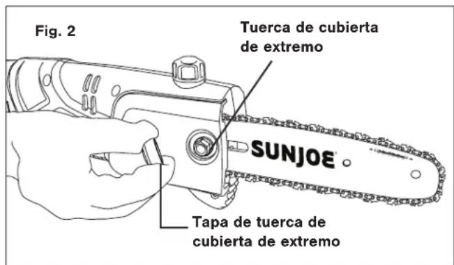 Sun Joe SWJ803E - Instalación y reemplazo de la barra-guía y cadaña - 2