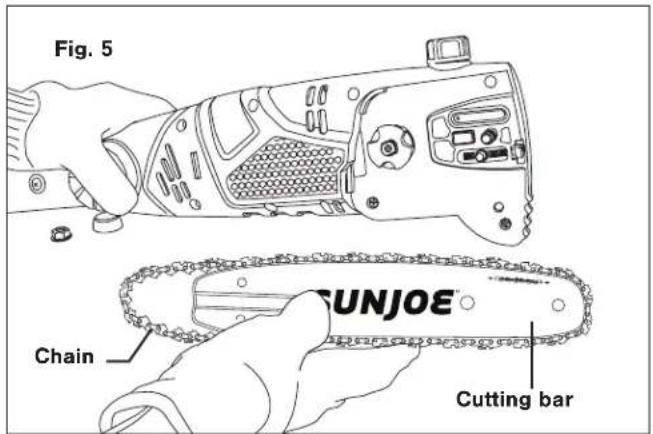 Sun Joe SWJ803E - Installing/Replacing the Guide Bar and Chain - 5
