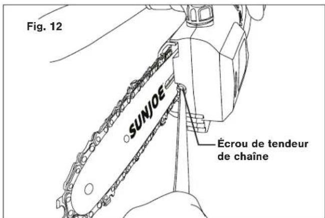 Sun Joe SWJ803E - Pose/remplacement du guide-chaine et de la chaine - 12